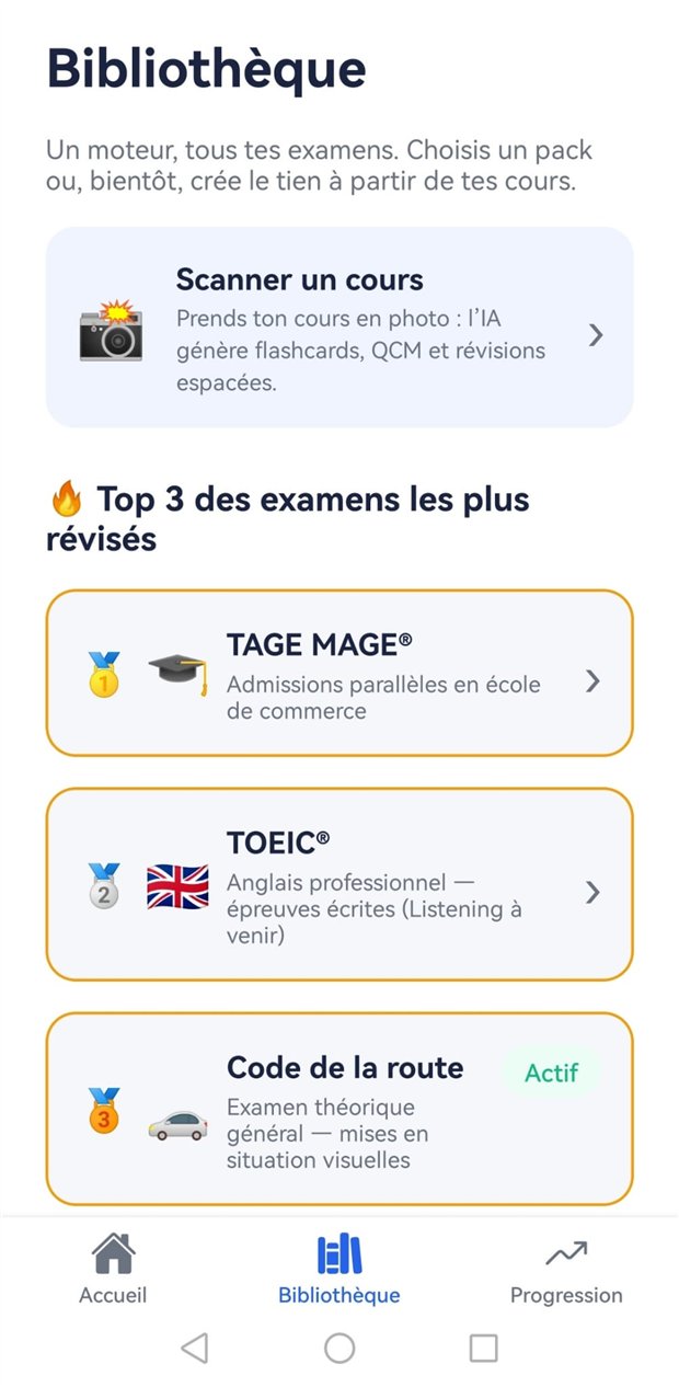 Bibliothèque : scanner un cours et packs d'examens